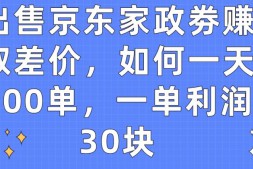 （9456期）出售京东家政劵赚取差价，如何一天100单，一单利润30块