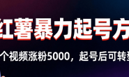 (15745期)小红书暴力起号方法,四个视频涨粉5000,起号后可转型变现